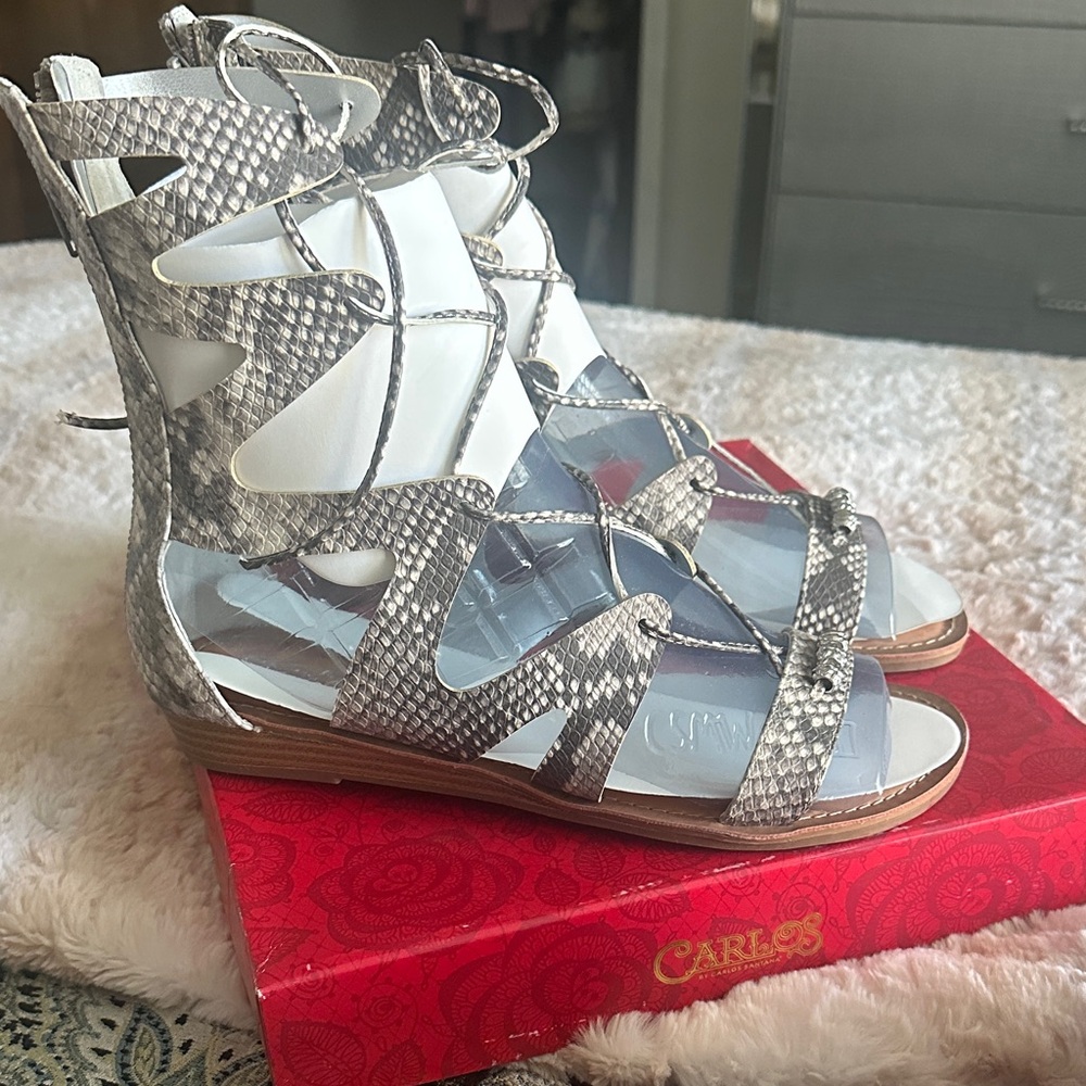 Carlos by Carlos Santana Snakeskin Lace-Up Sandals
